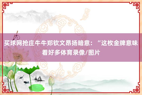 买球网抢庄牛牛郑钦文昂扬暗意：“这枚金牌意味着好多体育录像/图片