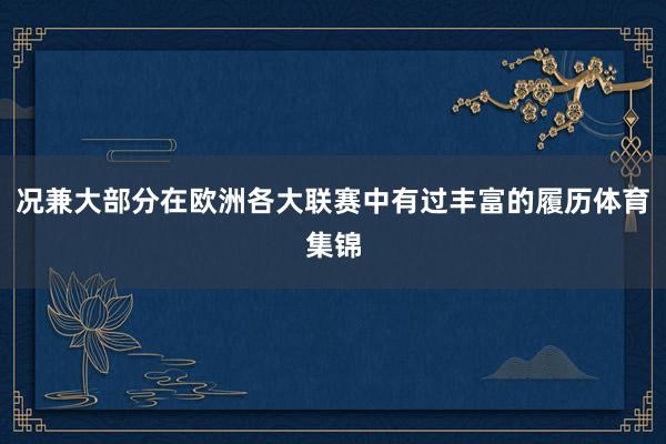 况兼大部分在欧洲各大联赛中有过丰富的履历体育集锦